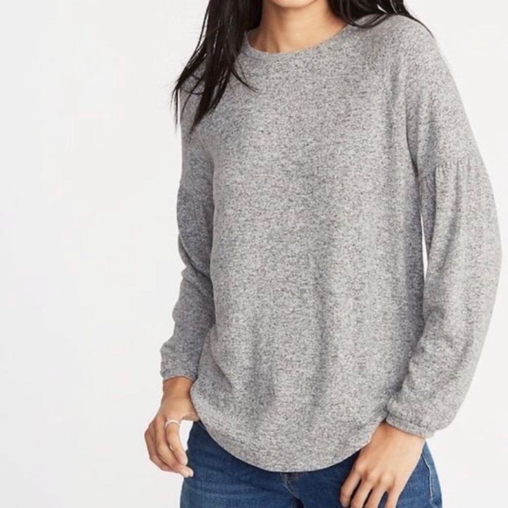 Soft, grey, long sleeve shirt